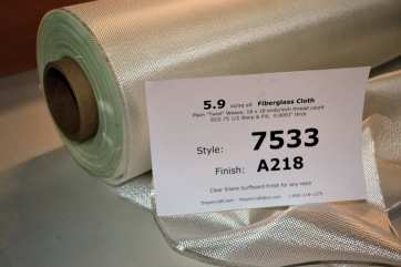 Style 7533 5.9 oz/sq yd twist weave Fiberglass Cloth loose roll side  from Thayercraft