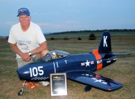 Larry Wright with his FJ-1 Fury turbine jet made with fiberglass from Thayercraft