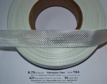 T64 1" 8.75 oz Fiberglass Tape 50 yd rolls from Thayercraft